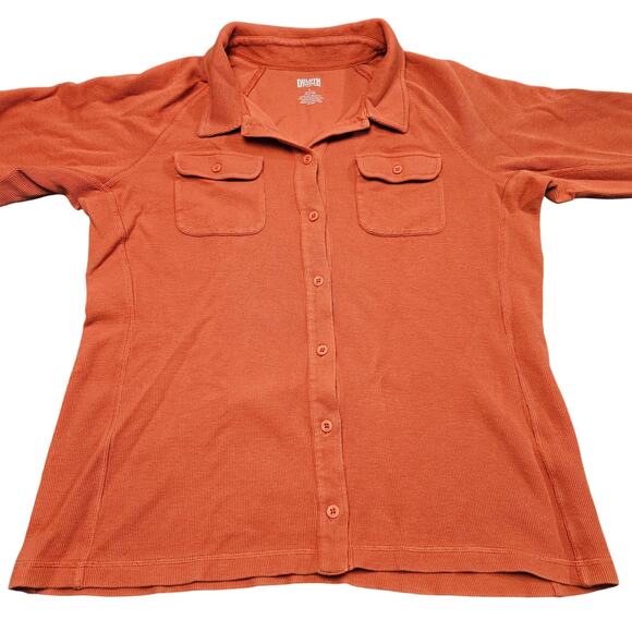 Duluth Trading Co Shirt Large Orange Button Up - Picture 1 of 6
